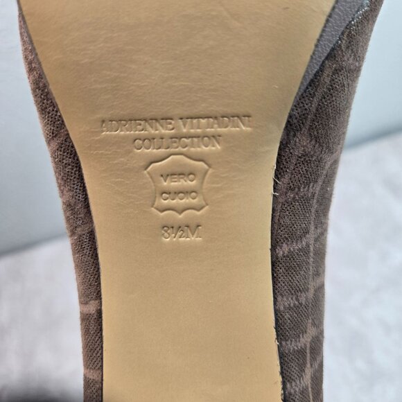 Bow Stiletto High Heels Size 8.5 Brown Suede Croc Dressy Peep Toe Platform Pumps - Picture 9 of 10